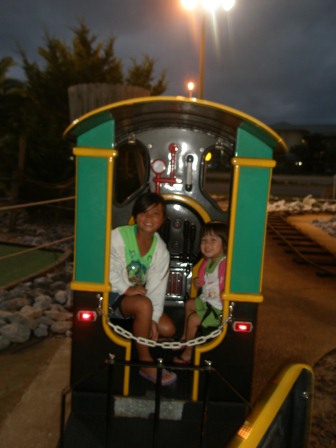 Kasen and Karis on a train ride